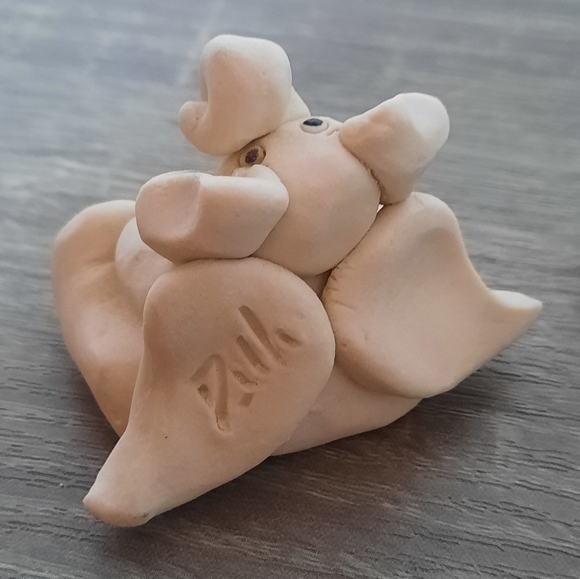 Handmade Clay Pottery Elephant Angel Miniature Figurines Artist Signed - Picture 12 of 14